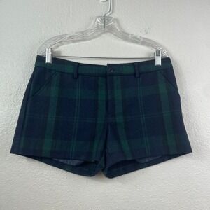 Gap Factory Blackwatch Plaid Wool Blend Tailored Shorts Navy Green Womens 8